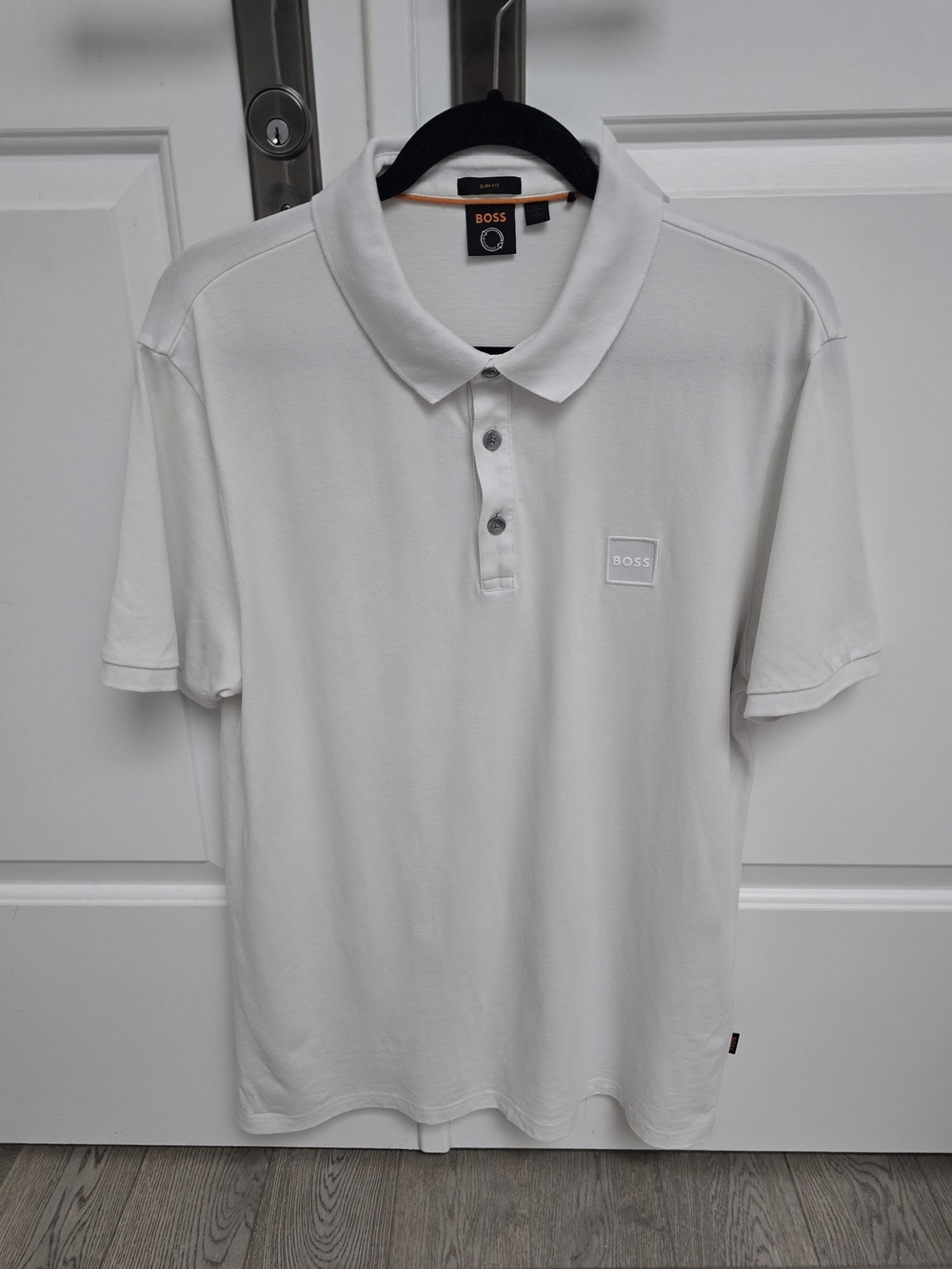 BOSS White Polo with Subtle Chest Logo